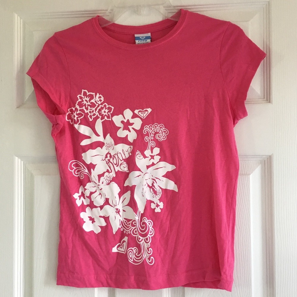 Roxy Pink Floral Little Girls Shirt-SZ M
